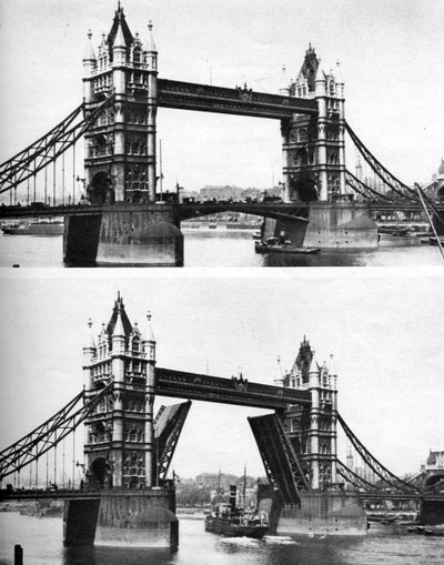 タワーブリッジの開閉、ロンドン、1926-1927 作： McLeish