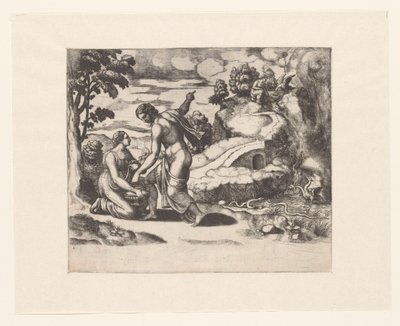 金星はプシュケを竜に守られた井戸に送る 作： Meester van de Dobbelsteen