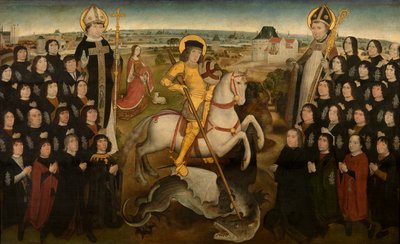 マリンズの大型クロスボウのギルドのメンバー、1500年頃（パネルに油彩） 作： Meester van de Mechelse Sint Jorisgilde