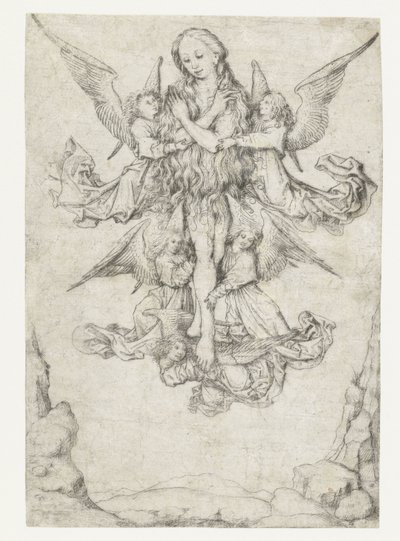 5 人の天使がいる聖マグダラのマリアの昇格 作： Meester van het Amsterdamse Kabinet