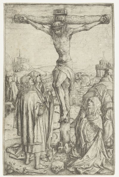 マリアと聖ヨハネと二人の聖女の磔刑 作： Meester van het Amsterdamse Kabinet