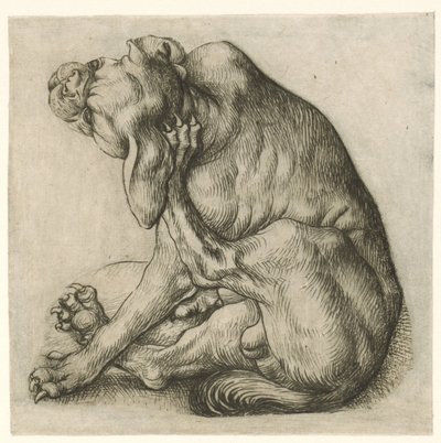 引っ掻く犬 作： Meester van het Amsterdamse Kabinet