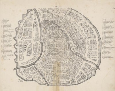 モスクワの地図. 出典: アウグスティン・フォン・マイヤーバーグと彼のロシア旅行、1661 年。 作： Meierberg