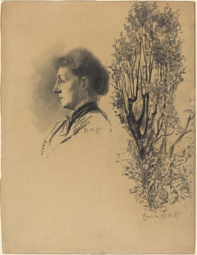 横顔の女性と咲くポラードの木 作： Melchior Lechter