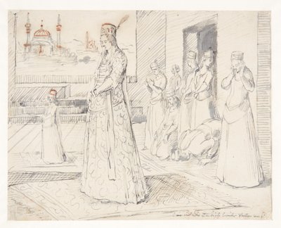 祈りのトルコ女性グループ 作： Melchior Lorck