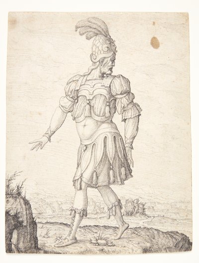 春を指差すローマン ドレスの男 作： Melchior Lorck