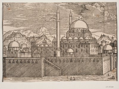南東から見たバヤジディエ モスクの理想的なイメージ 作： Melchior Lorck