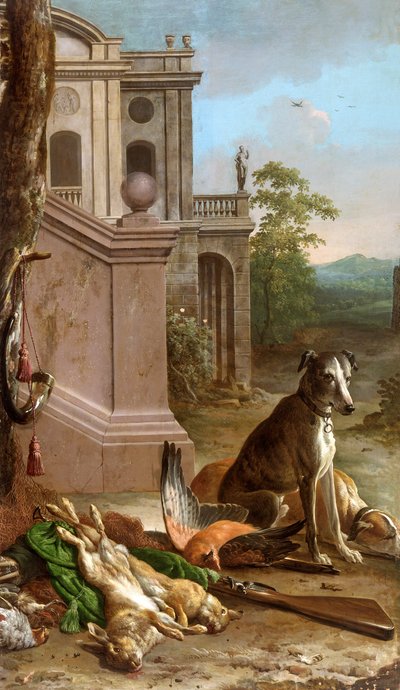 風景の中のデッドゲーム、1674年。 作： Melchior d