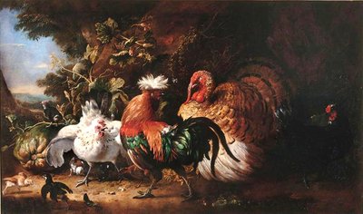 フランス語：Oiseaux de basse-cour 作： Melchiord'Hondecoeter