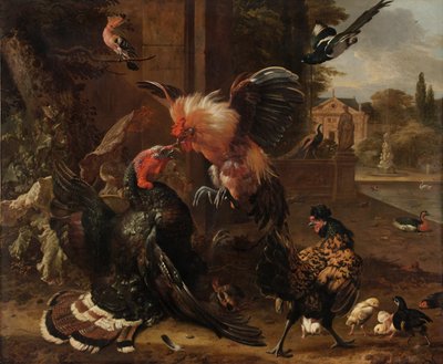 雄鶏と七面鳥の喧嘩 1680年頃 油彩・カンヴァス 作： Melchior de Hondecoeter