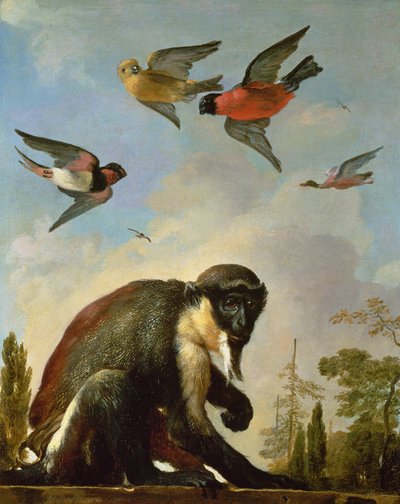 風景の中の連鎖猿 作： Melchior de Hondecoeter