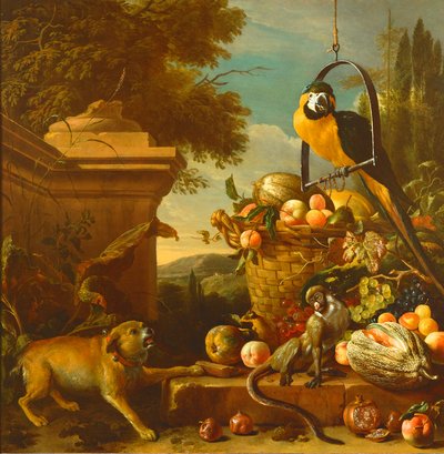 コンゴウインコとサル 作： Melchior de Hondecoeter
