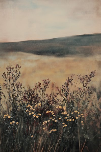 野の花が咲く黄金色の野原 作： 
