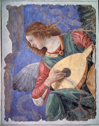 リュートを奏でる天使 1480年頃（戸外フレスコ画） 作： Melozzo da Forli