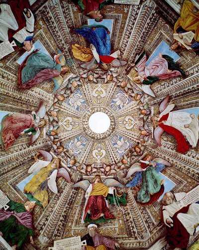 預言者と天使の表現 メロッツォ・ダ・フォルリ（メロッツォ・デッリ・アンブロージ）（1438-1494）によるフレスコ画 ロレートのサンタ・カーサの聖域、サン・マルコ（マルコ）の聖具室のクーポラ。 作： Melozzo da Forli