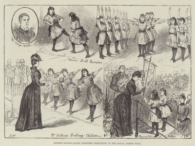 ロイヤルアルバートホールで運動するロンドンの学校の子供たち 作： Melton Prior