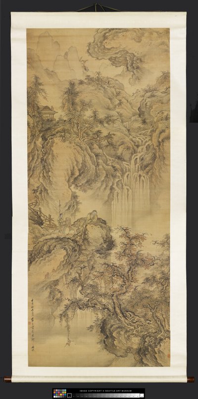 人物、ミツバチ、サルのいる風景 作： Meng Lan