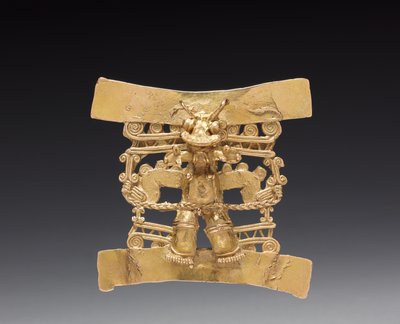 動物の頭のフィギュアペンダント、c。 1000-1550（キャストゴールド） 作： Mesoamerican Mesoamerican