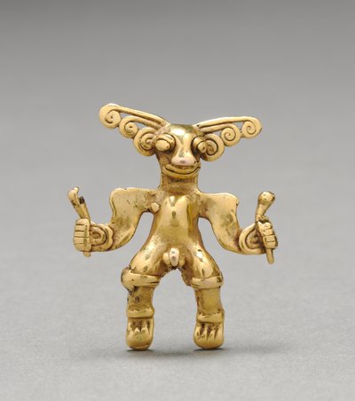 置物ペンダント、c。 1000-1550（キャストゴールド） 作： Mesoamerican Mesoamerican