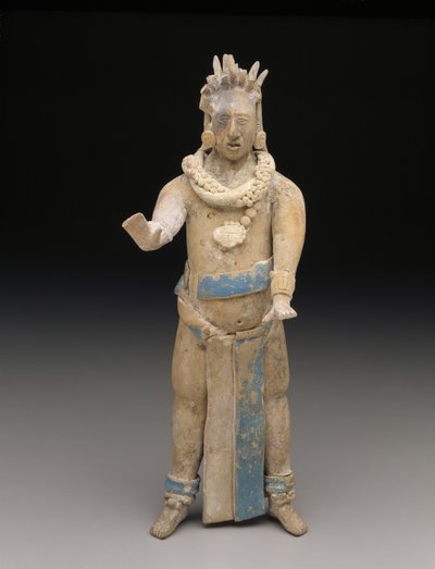 置物：立っている人、古典時代後期、西暦650〜900年（セラミックとペイント） 作： Mesoamerican Mesoamerican