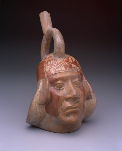 鐙（あぶみ）型の注水器。頭部の肖像、西暦200～500年（陶製、スリップ付き 作： Mesoamerican Mesoamerican