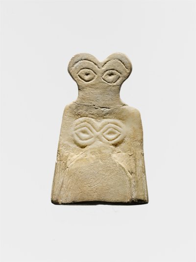 中期ウルクの目の偶像、紀元前3700～3500年頃（石膏アラバスタ 作： Mesopotamian School