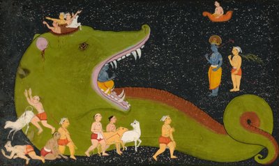 アガースラに対するクリシュナの勝利 作： Mewar School