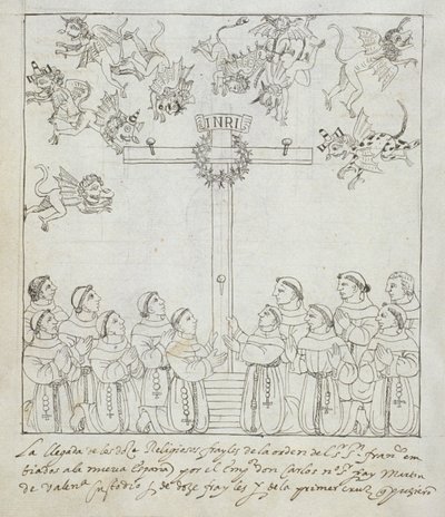 Ms Hunter 242 f.239vヒストリアデトラスカラのディエゴムニョスカマルゴ作「最初の十字架の勃起」 作： Mexican School