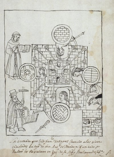 Ms Hunter 242 f.317rスペイン征服、ヒストリアデトラスカラ作、ディエゴムノスカマルゴ作 作： Mexican School