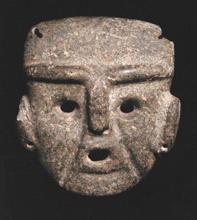 マスク、紀元前300～100年（グリーンストーン 作： Mezcala Mezcala