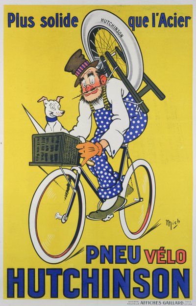 自転車用タイヤ「Hutchinson」の広告ポスター（カラーリトグラフ） 作： Mich