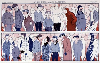 有名飛行士の天使へのチャージ（ポートレートギャラリー） - "La Vie Parisienne "1909年11月12日号に掲載。 作： Mich