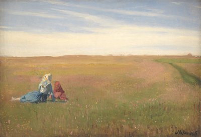 フィールドで 2 人の女の子。 夏の日 作： Michael Ancher
