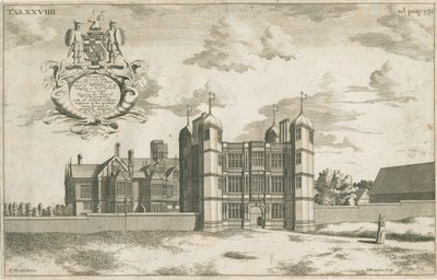 ティクソール・ホールとゲートハウス：銅版画、ND [1686] （プリント 作： Michael Burghers