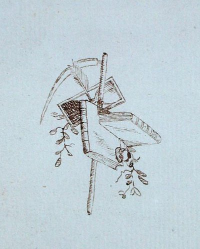 マイケル・ファラデーのスクラップブックからのドローイング（紙にペン＆インク） 作： Michael Faraday