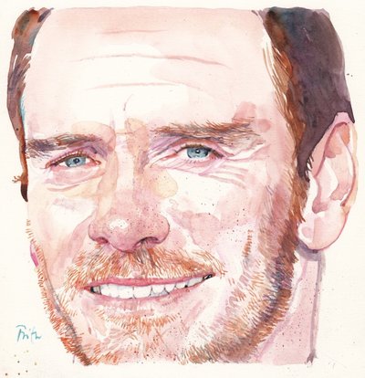 マイケル・ファスベンダー（水彩画） 作： Michael Frith