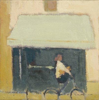 自転車とバゲット 2017年（リネンに油彩） 作： Michael G. Clark