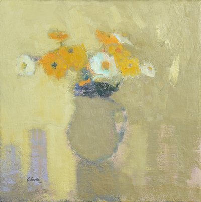 壁に囲まれた庭の花 2014年（リネンに油彩） 作： Michael G. Clark