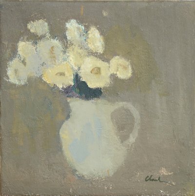白い花 2016年（リネンに油彩） 作： Michael G. Clark