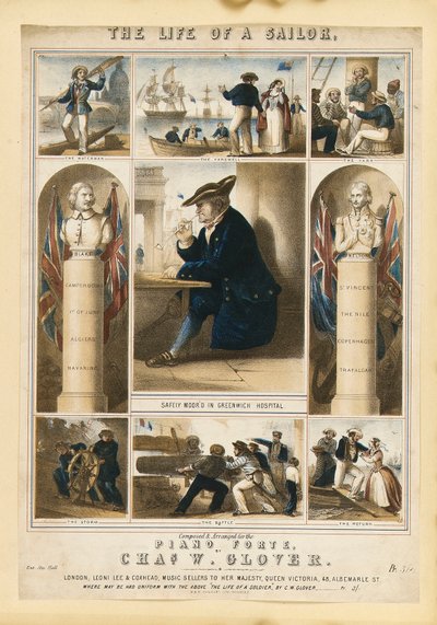 船乗りの生活 1860年頃（カラーリトグラフ） 作： Michael Hanhart