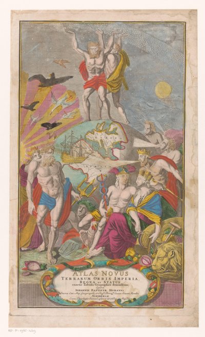 Atlas en Hercules ドラゲン sternerhemel タイトル: Johann Baptista Homann, Atlas Novus Terrarum Orbis Imperia, Regna et Status Exacte Tabulis Geographicè Demonstrants, 1729 作： Michael Rössler