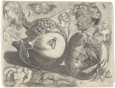 描画例を含む学習シート: 頭、人物、果物、動物 作画例（連載タイトル） 作： Michael Snijders