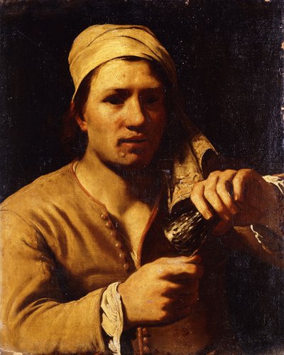 Roemerを持っているターバンの若い男：指の爪のテスト、 作： Michael Sweerts