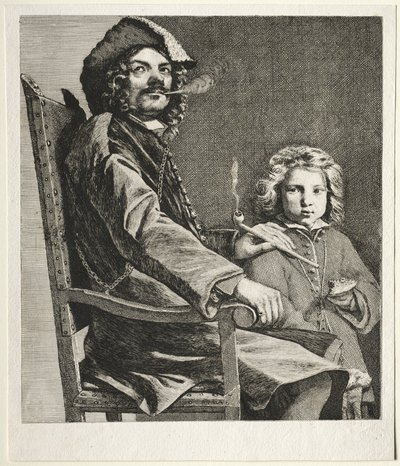 パイプを吸う男と小さな男の子 作： Michael Sweerts