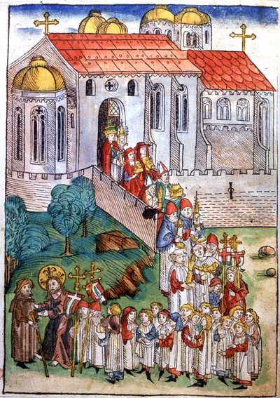 Peregrinação em São Tiago de Compostela, gravura, final do século XV 作： Michael Wohlgemuth