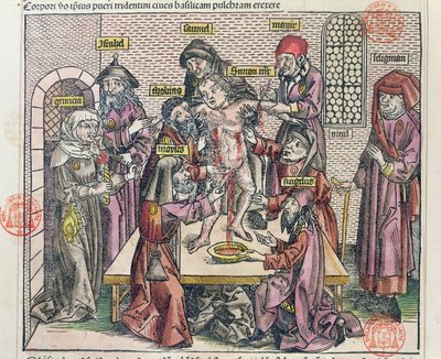 トレントでのサイモンの殉教、「Liber Chronicarum Mundi」の木版画の後、1493年にニュルンブルクで出版 作： Michael Wolgemut