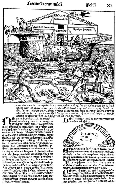 Hartmann Schedelによる1493年の本「ニュルンベルク年代記」のページ。 作： Michael Wolgemut