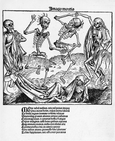 Danse Macabre、Hartmann Schedel（1440-1514）による「Liber Chronicarum」のイラスト、ニュルンベルク、1493年発行 作： Michael and Pleydenwurff, W. Wolgemuth