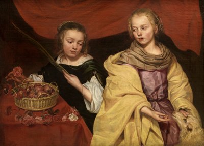聖アグネスと聖ドロテアとしての二人の少女、c。 1650年。 作： Michaelina Wautier