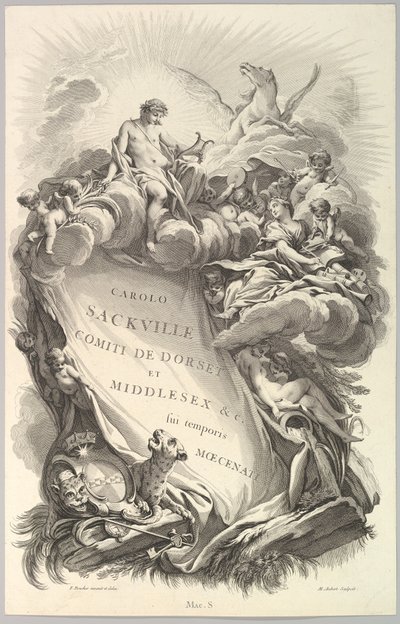 チャールズサックビルの墓の口絵、ドーセット伯爵...、ca。 1736年。 作： Michel Aubert